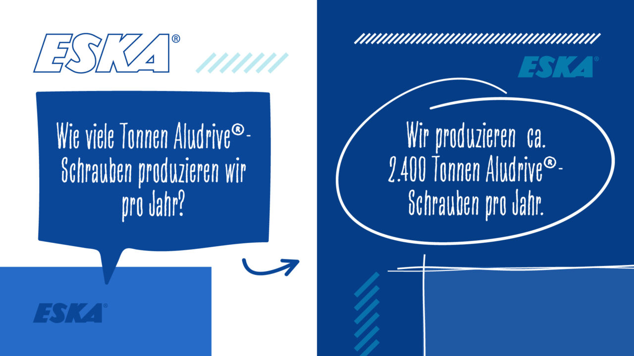 ESKA Wissensquiz: Wie viele Tonnen Aludrive Schrauben produzieren wir pro Jahr?